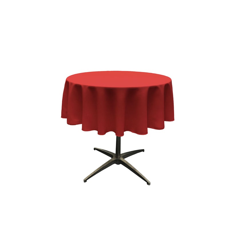 LA Linen Polyester Poplin Washable Round Tablecloth, Stain and Wrinkle Resistant Table Cover 51", Fabric Table Cloth for Dinning, Kitchen, Party, Holiday 51-Inch, Red, (TCpop51R_RedP98) - Image 1