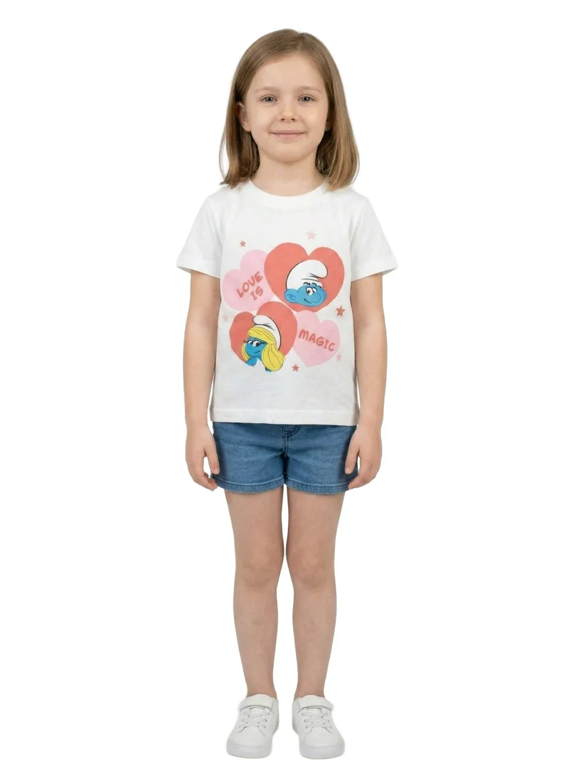 Trucare Toddler Girls Smurfs Heart Print T-Shirt