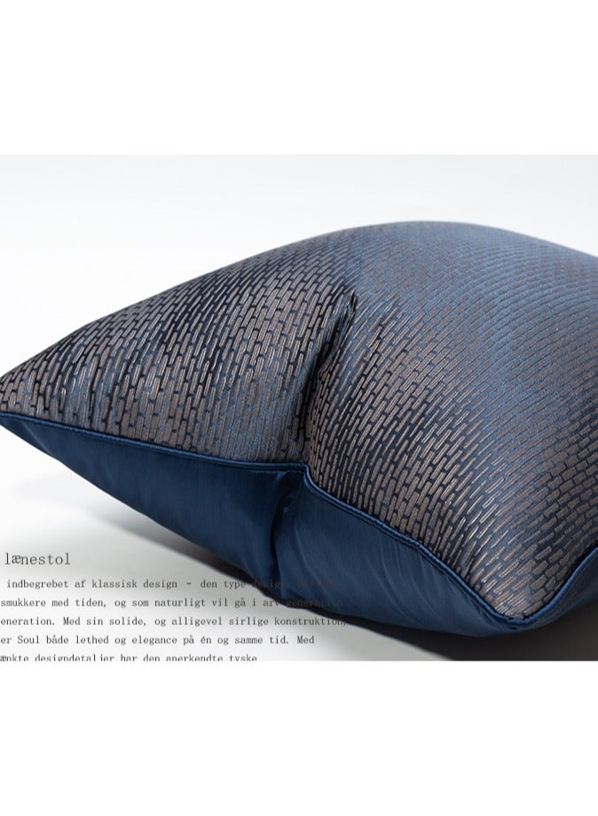 Light Luxury Jacquard Deep Blue Checkered Pillow Cover Modern American Designer Hotel Bedside Sofa Cushion Pillow Pillowcase  - Image 3