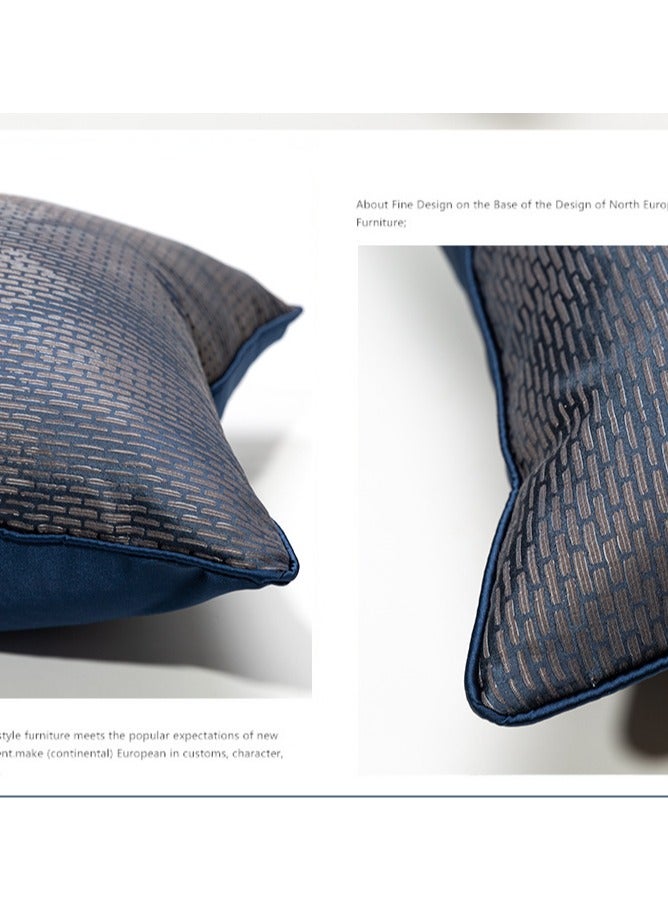 Light Luxury Jacquard Deep Blue Checkered Pillow Cover Modern American Designer Hotel Bedside Sofa Cushion Pillow Pillowcase  - Image 5