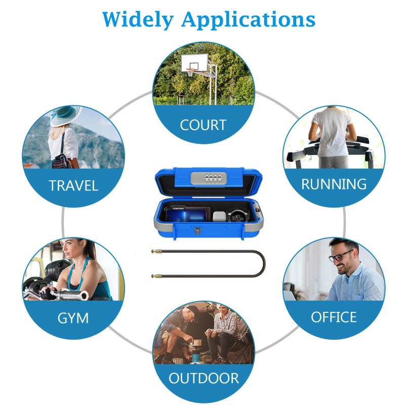 AMIR Portable Safe Box, Combination Lock Box with Code, Waterproof Anti-Theft Mini Travel Safe Box with Removable Chain, Portable Lock Box for Car Dorm Beach Hotel - Image 5