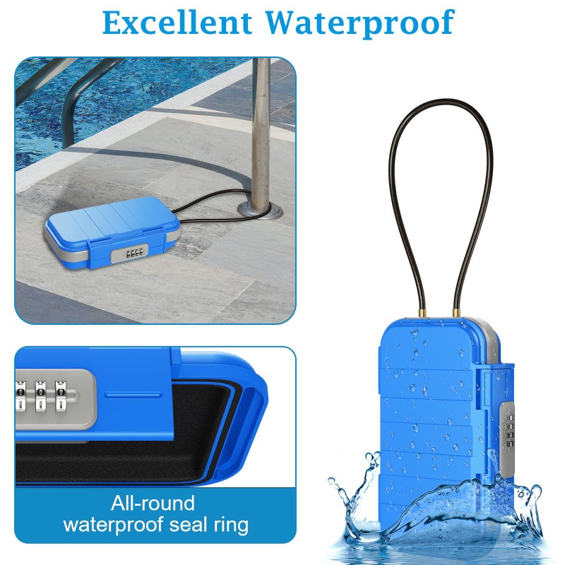 AMIR Portable Safe Box, Combination Lock Box with Code, Waterproof Anti-Theft Mini Travel Safe Box with Removable Chain, Portable Lock Box for Car Dorm Beach Hotel - Image 2