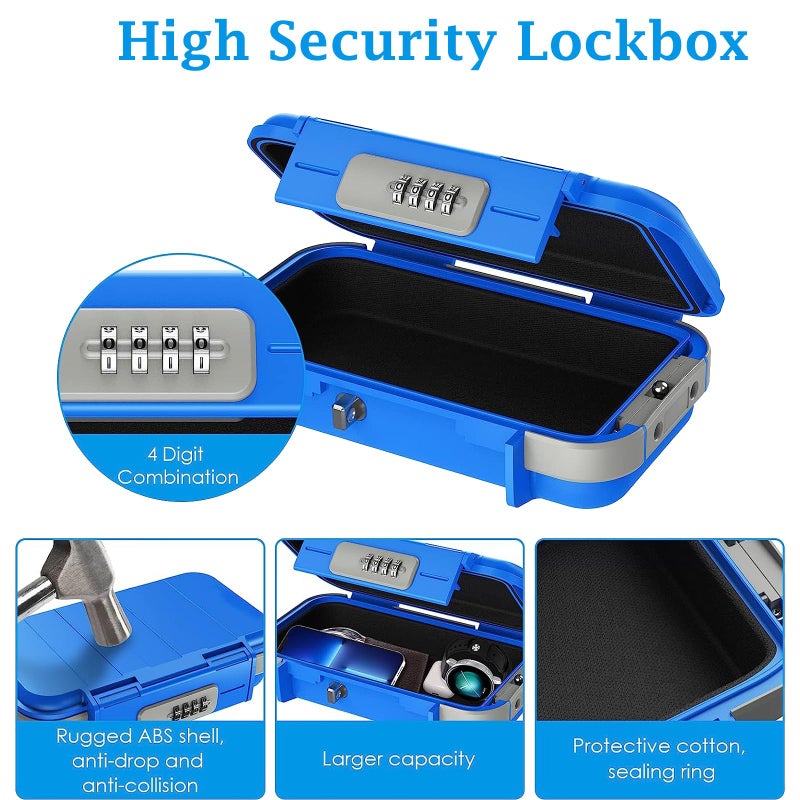 AMIR Portable Safe Box, Combination Lock Box with Code, Waterproof Anti-Theft Mini Travel Safe Box with Removable Chain, Portable Lock Box for Car Dorm Beach Hotel - Image 4