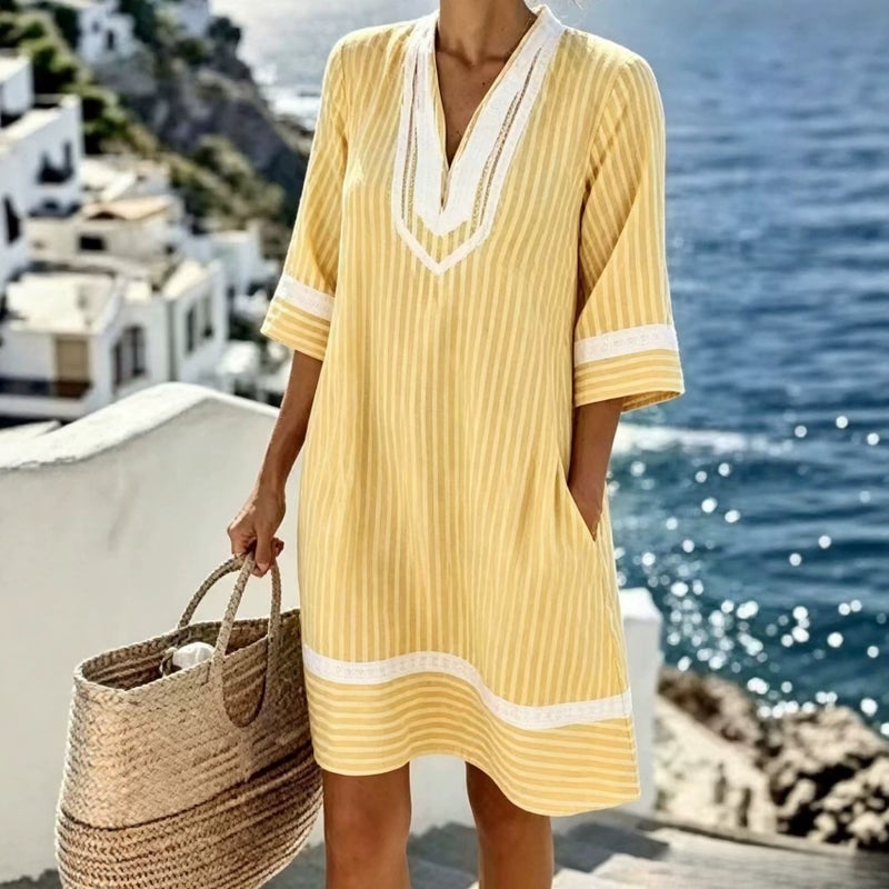 Bohemian Print V-Neck Beach Dress - Image 2