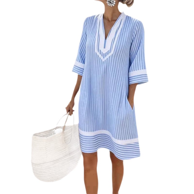 Bohemian Print V-Neck Beach Dress - Image 5