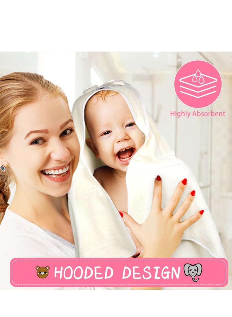 Excefore منشفة استحمام للأطفال، 4 قطع 31.5 × 31.5 بوصة ومنشفة أطفال ناعمة من الألياف الدقيقة على شكل كورال ماصّة مع غطاء للرأس لهدية استحمام للمواليد الجدد والرضع والأطفال - Image 4