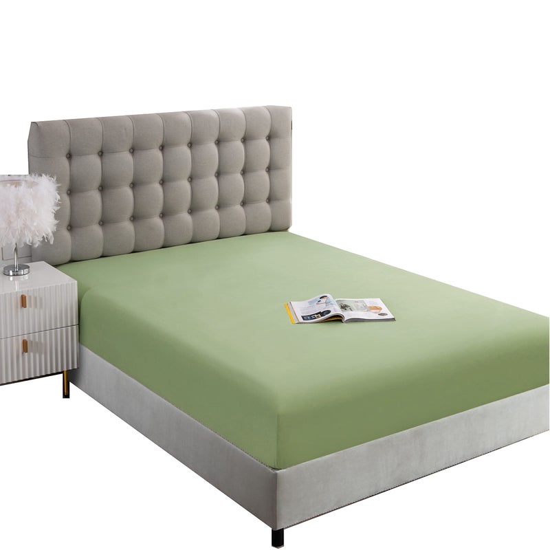 Ghooss Sage Green Full Fitted Sheet Only Ultra Soft and Wrinkle Fitted Bottom Sheets for Full Size Bed-1 Pack(Full Sage Green) - Image 1