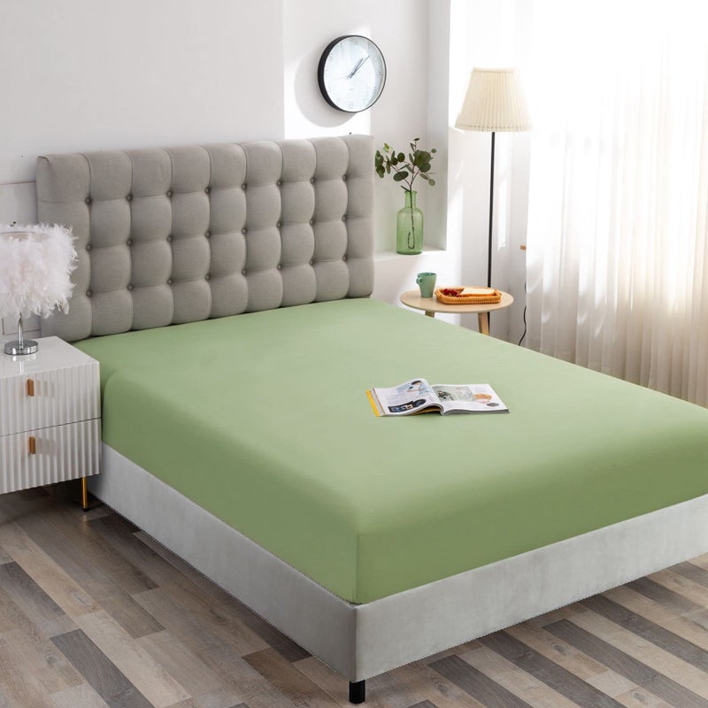 Ghooss Sage Green Full Fitted Sheet Only Ultra Soft and Wrinkle Fitted Bottom Sheets for Full Size Bed-1 Pack(Full Sage Green) - Image 4
