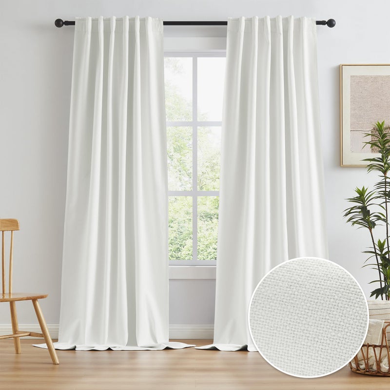 KEQIAOSUOCAI KEQIAOSUOCAI Cream Ivory Blackout Curtains 120 Inch Length 10 FT 2 Panels Boho Farmhouse Neutral Earth Tone Window Curtain Drapes for Living Room Rod PocketBack TabHook Belt 50 by 120inch 