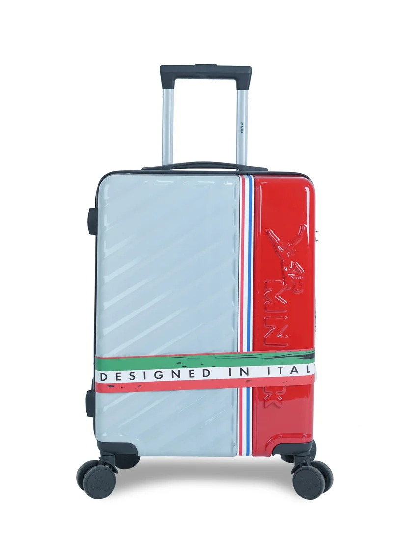 MNUK SWAGGER 20inch Luggage| Polycarbonate and ABS Hardside Trolley| Double 360Â° 4 Wheeler| White Red