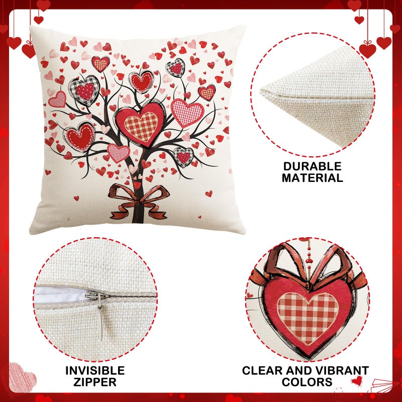Artscope Valentine's Day Love You Throw Pillow Covers 18x18 Inch Set of 4, Valentine Wedding Red Love Heart Decoration Pillow Cases for Home Sofa Couch - Image 4