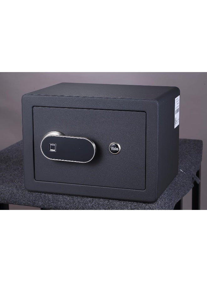 ييل الخزنة الآمنة ببصمة الإصبع الأنيقة من Yale Standard Security، تتسع لما يصل إلى 100 بصمة إصبع ومفتاح تجاوز، تصميم داخلي مبطن بالكامل للحفاظ على أمان مقتنياتك الثمينة، ضوء LED داخلي مدمج، لون أسود - Image 4