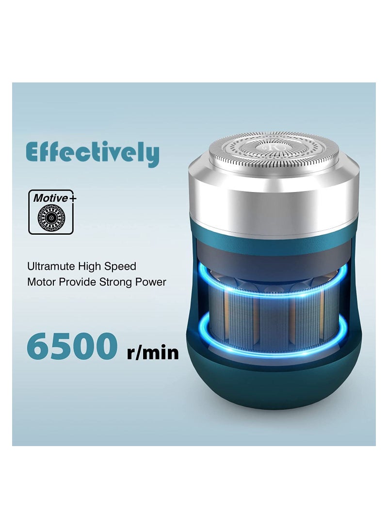 SYOSI Electric Razor Pocket Size Mini Portable Shaver Portable Travel Razor Mini Electric Razor Charging Easy One-Button Use Suitable for Home,Car,Travel (Blue) - Image 3