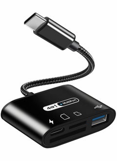 Excefore USB C to SD Card Reader, 4 in 1 Type C Micro SD TF Card Reader with USB C Charging Port USB C to USB Camera Memory Card Reader Adapter for MacBook Pro iPad Pro Galaxy S22/S21 and More USB C Devices  - Image 1