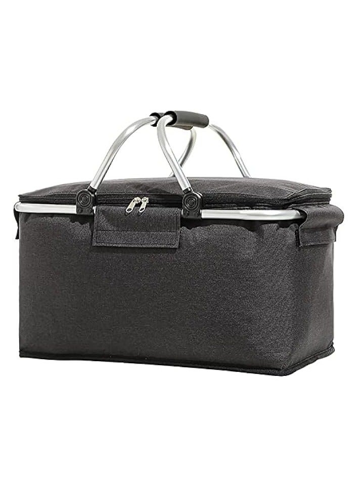 Green Tiger Large Picnic Basket,Multifunction Shopping Basket Grocery Bags Folding Insulated Strong Aluminum Frame Market Basket - Image 1
