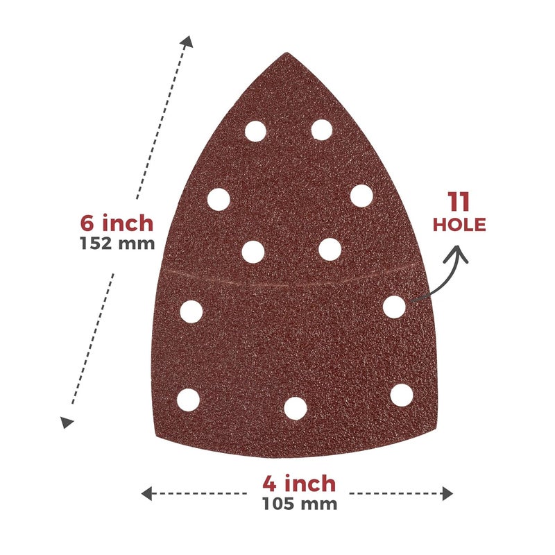 S SATC 50 PCS Mouse Sander Sandpaper 11 Holes 60 Grit Detail Sander Sandpaper Palm Sander Paper Hook and Loop Sander Pads Triangular Sanding Sheets - Image 2