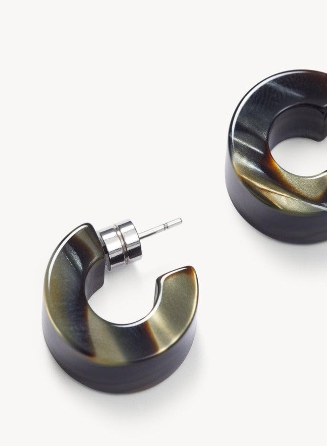 MACHETE Muse Circle Hoop Earrings Acetate Resin Fashion Jewelry for Women (Midnight Horn) - Image 2