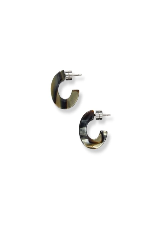 MACHETE Muse Circle Hoop Earrings Acetate Resin Fashion Jewelry for Women (Midnight Horn) - Image 1