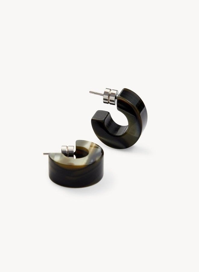 MACHETE Muse Circle Hoop Earrings Acetate Resin Fashion Jewelry for Women (Midnight Horn) - Image 3
