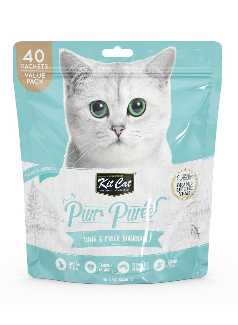 Kit Cat Purr Puree Tuna & Fiber (Hairball) (40 Sachets Value Pack x  2) - 2 Pack - Image 2