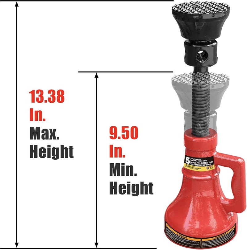BIG RED 5 Ton (10,000 LBs) Torin Professional Car Support Screw Jack for House Construction Bridge Stabilization, Red, ASJ05R - Image 1