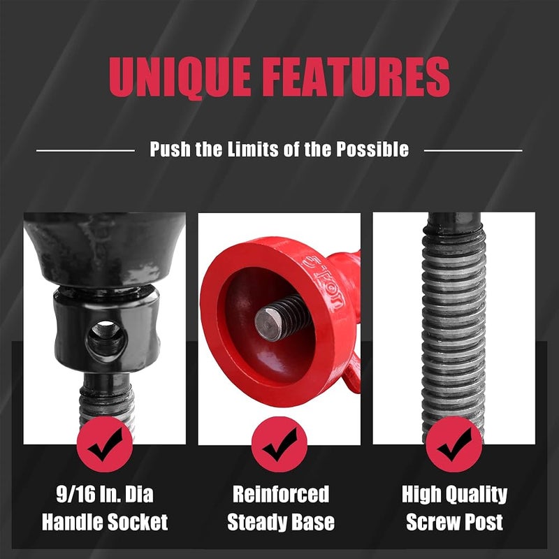 BIG RED 5 Ton (10,000 LBs) Torin Professional Car Support Screw Jack for House Construction Bridge Stabilization, Red, ASJ05R - Image 2