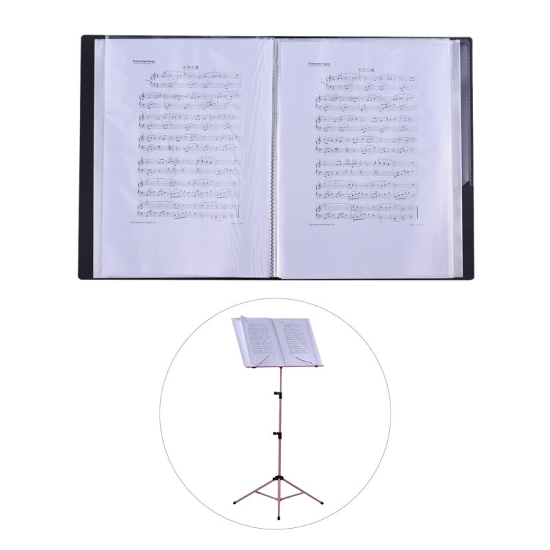 Music Holder: A4 Size 40 Pages - Durable Stylish Shell Sheet Protector With Transparent Water-Resistant Pocket for Instrument Players Musicians - Image 1