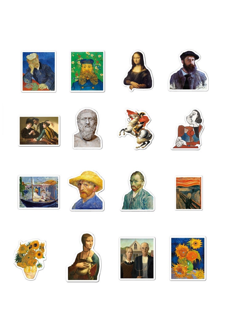 Excefore Abstract Art Sticker Oil Painting Stickers 52Pcs Famous Paintings Sculptures Waterproof Vinyl Stickers for Water Bottles Bicycle Laptop Refrigerator Luggage Computer Phone Skateboard Bike Decals  - Image 1