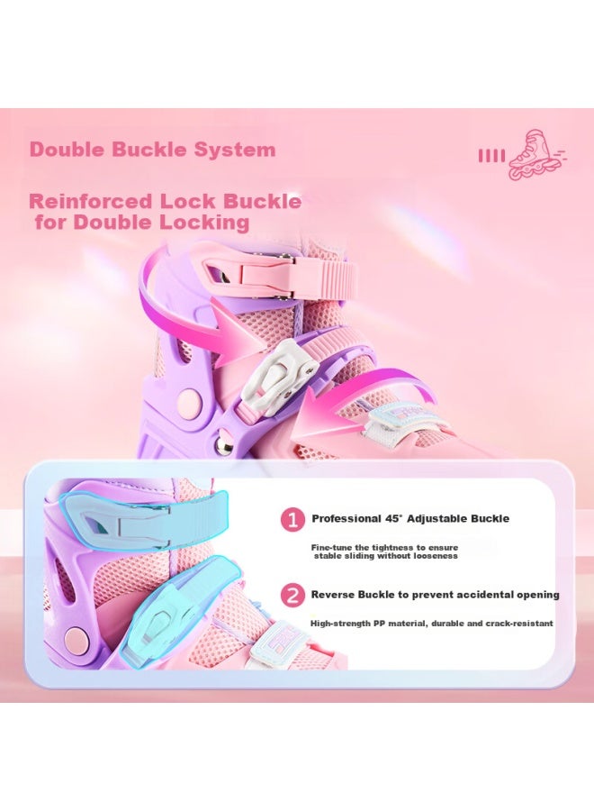 Evervon Kids Roller Skates Inline Skates With Helmet And Protective Gear Pink Size S Suitable For Size 31-34 - Image 3