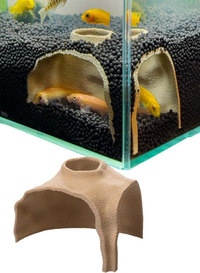 ORBIDYN Aquarium Cave - Rock Texture Fish Shelter with 180° Viewing Angle, Betta Fish Tank Accessories, Shrimp & Snails - Aquarium Decor & Tunnel (Sand) - Image 1