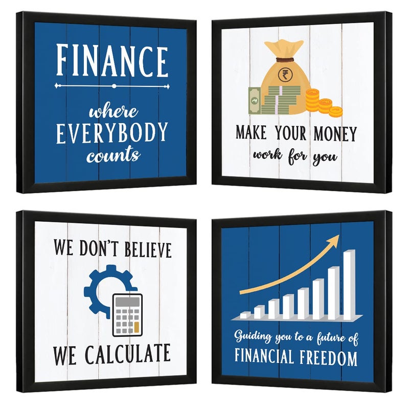 Chaka Chaundh Chaka Chaundh Finance Quotes Frame Accounting Quotes Framed Poster Chartered Accountant CA Office Quotes Wall Framed Poster 11 X 11 inches Set of 4