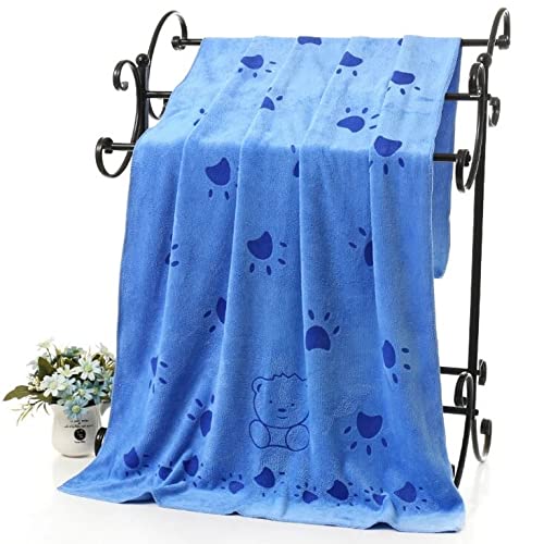 KUTKUT Dog Towel, Looluuloo Microfiber Drying Towels for Dog, Dog Bath Towel, Beach Towel, Absorbent Towel Suitable for Small and Medium Dogs (Blue: 140 x 70cm) - Image 1
