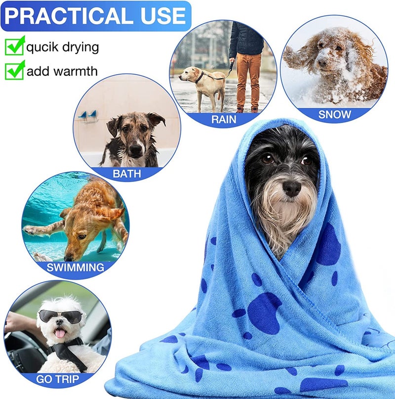 KUTKUT Dog Towel, Looluuloo Microfiber Drying Towels for Dog, Dog Bath Towel, Beach Towel, Absorbent Towel Suitable for Small and Medium Dogs (Blue: 140 x 70cm) - Image 5