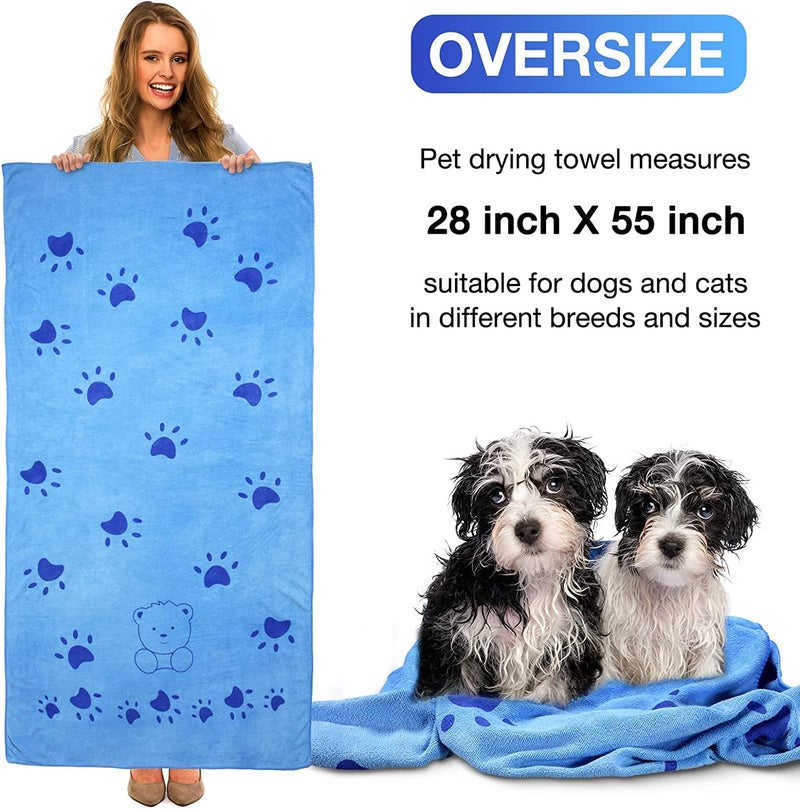 KUTKUT Dog Towel, Looluuloo Microfiber Drying Towels for Dog, Dog Bath Towel, Beach Towel, Absorbent Towel Suitable for Small and Medium Dogs (Blue: 140 x 70cm) - Image 3