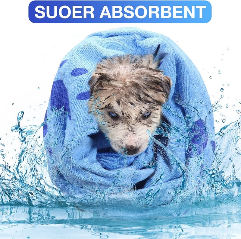 KUTKUT Dog Towel, Looluuloo Microfiber Drying Towels for Dog, Dog Bath Towel, Beach Towel, Absorbent Towel Suitable for Small and Medium Dogs (Blue: 140 x 70cm) - Image 4