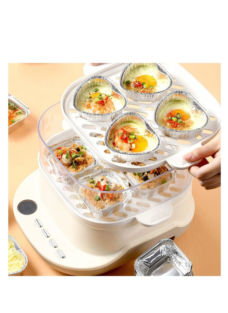 SYOSI - Foil Trays Foil Containers Mini Disposable Tins Trays Without Lids for Cakes Bread and Muffins in Aluminium Foil Trays Heart Shape Square Round Portable Food Containers (60 Pack) - Image 1