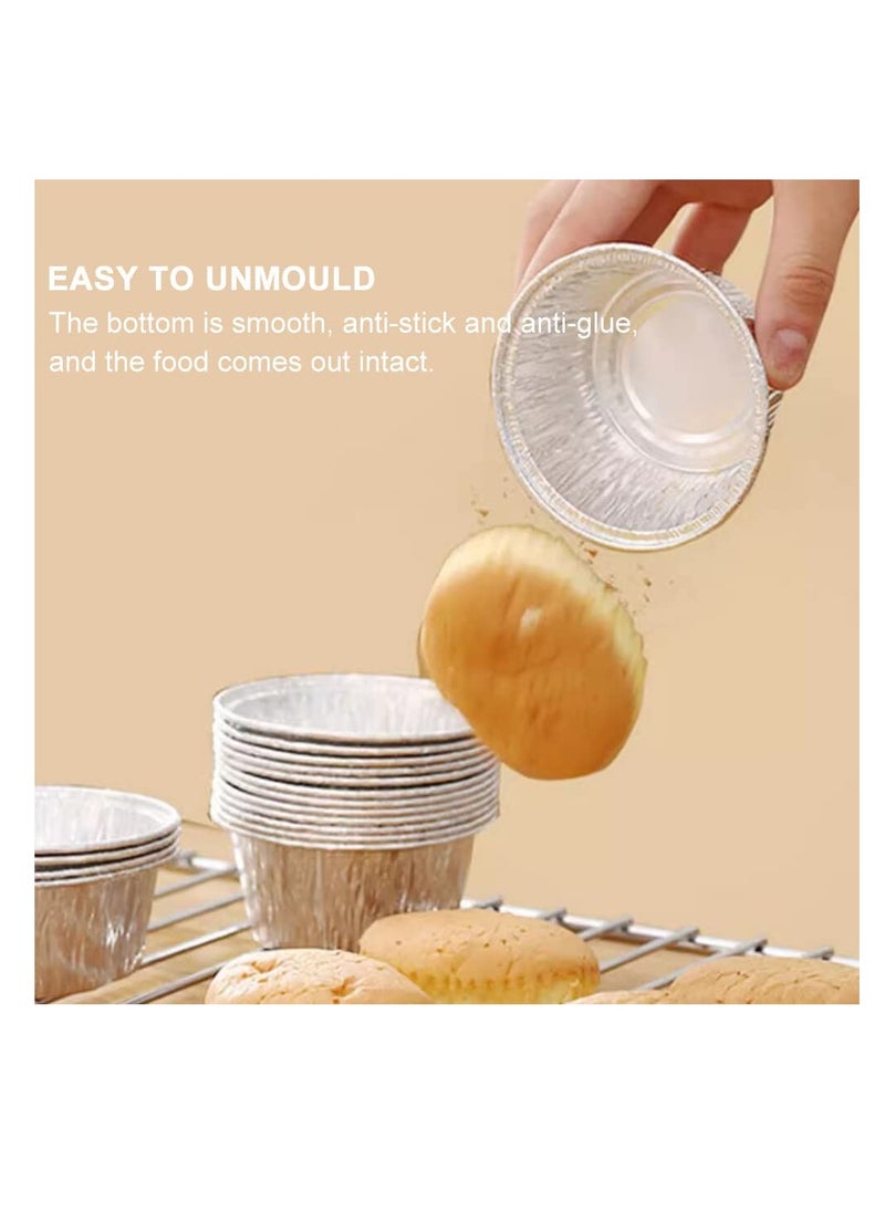SYOSI - Foil Trays Foil Containers Mini Disposable Tins Trays Without Lids for Cakes Bread and Muffins in Aluminium Foil Trays Heart Shape Square Round Portable Food Containers (60 Pack) - Image 1
