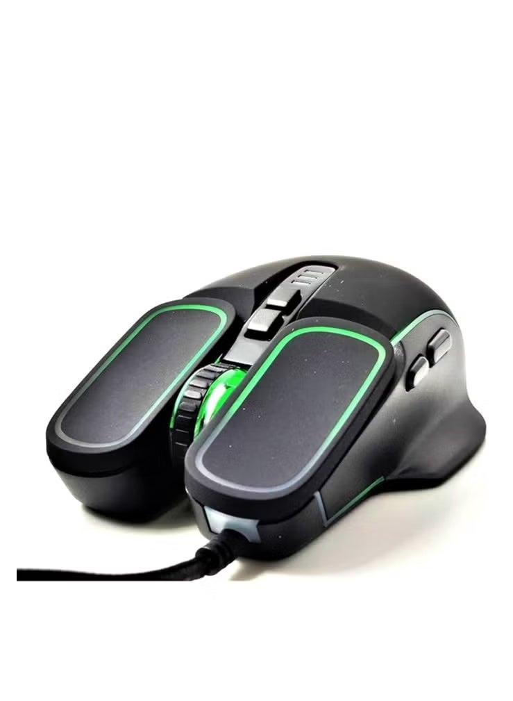 هيتز ماوس الألعاب Heatz السلكي RGB - دقة DPI قابلة للتعديل حتى 3200، إضاءة خلفية LED، أزرار جانبية، تصميم مريح - أسود - Image 2