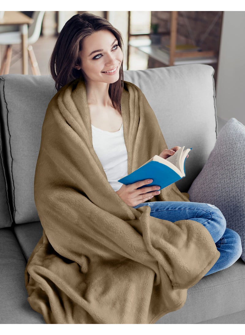 Utopia Bedding Utopia Bedding Fleece Blanket Throw Size Camel 300GSM Luxury Fuzzy Soft Anti-Static Microfiber Bed Blanket (60x50 Inches)  - Image 4