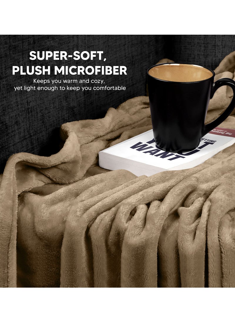 Utopia Bedding Utopia Bedding Fleece Blanket Throw Size Camel 300GSM Luxury Fuzzy Soft Anti-Static Microfiber Bed Blanket (60x50 Inches)  - Image 3