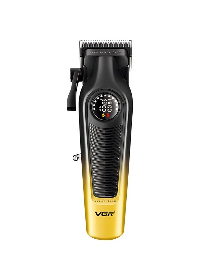 VGR V-196 Professional Hair Clipper for Men – LED Display – Durable Metal Body – USB Charging – Cordless with 2000mAh Battery – Gold. Black/Gold - Image 2