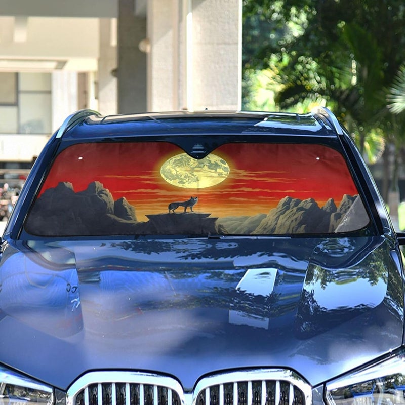 Lonely Wolf Car Windshield Sun Shade Foldable Sun Visor Automotive Sunshades for Car Truck SUV Blocks UV Rays Keep Your Vehicle Cool - Image 4