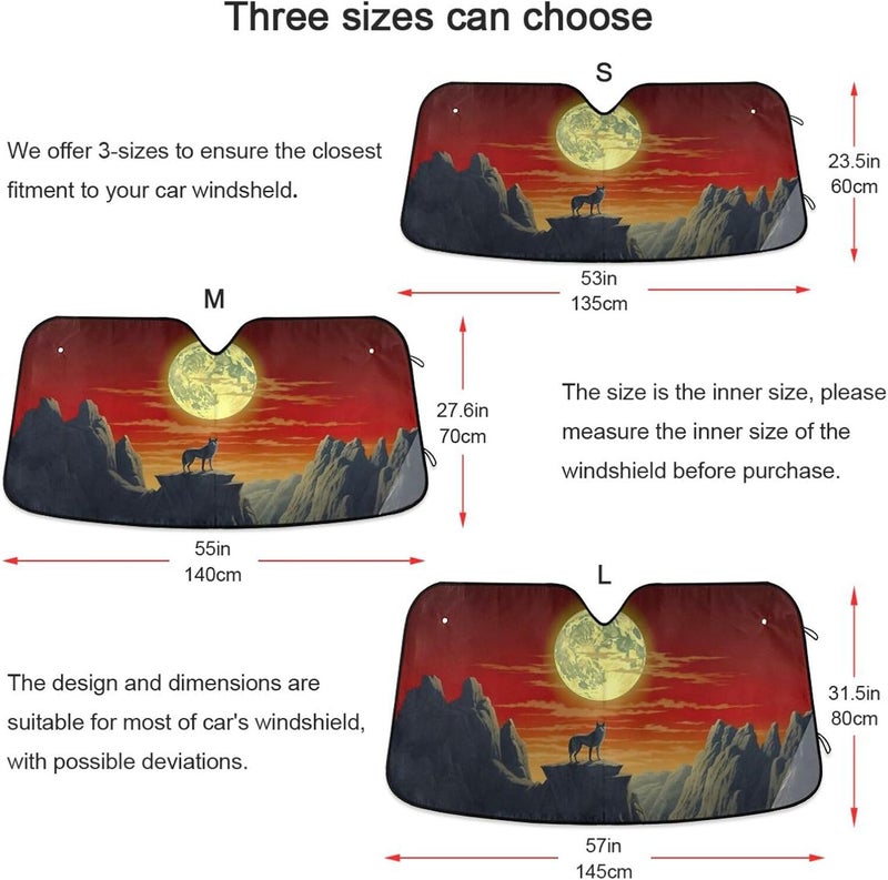 Lonely Wolf Car Windshield Sun Shade Foldable Sun Visor Automotive Sunshades for Car Truck SUV Blocks UV Rays Keep Your Vehicle Cool - Image 5