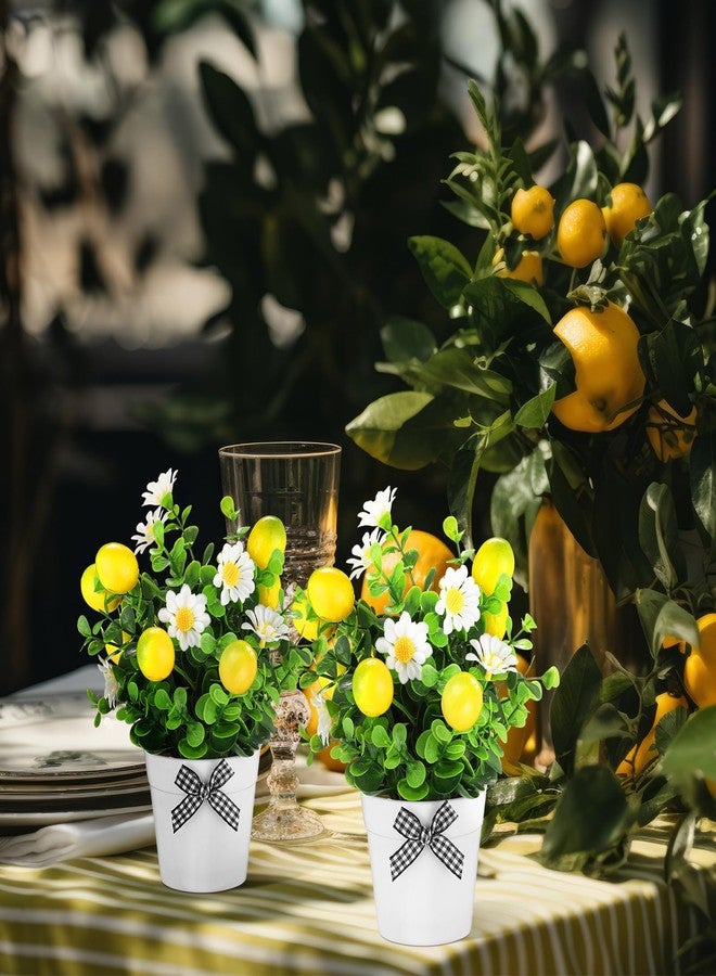 Nitial 6 Pcs Lemon Graduation Decorations 7.75 Inch Artificial Lemon Kitchen Table Decorations Mini Fake Fruit Potted Plant Spring Summer Freshly Graduated Party Decor for Living Room Home - Image 5