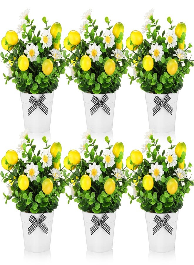 Nitial 6 Pcs Lemon Graduation Decorations 7.75 Inch Artificial Lemon Kitchen Table Decorations Mini Fake Fruit Potted Plant Spring Summer Freshly Graduated Party Decor for Living Room Home - Image 1