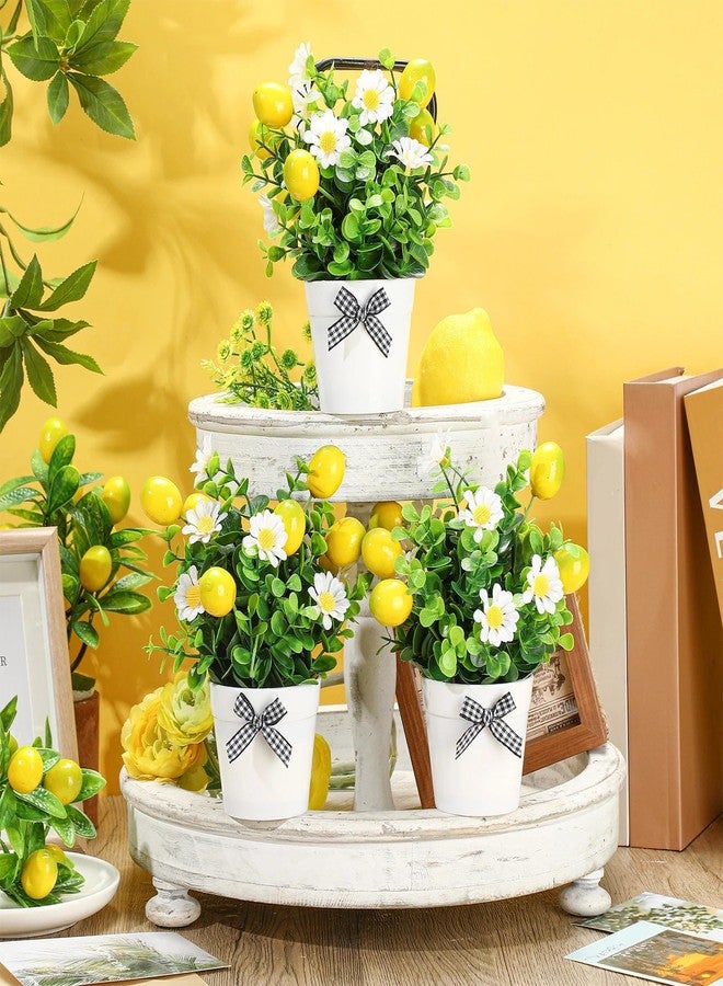 Nitial 6 Pcs Lemon Graduation Decorations 7.75 Inch Artificial Lemon Kitchen Table Decorations Mini Fake Fruit Potted Plant Spring Summer Freshly Graduated Party Decor for Living Room Home - Image 3