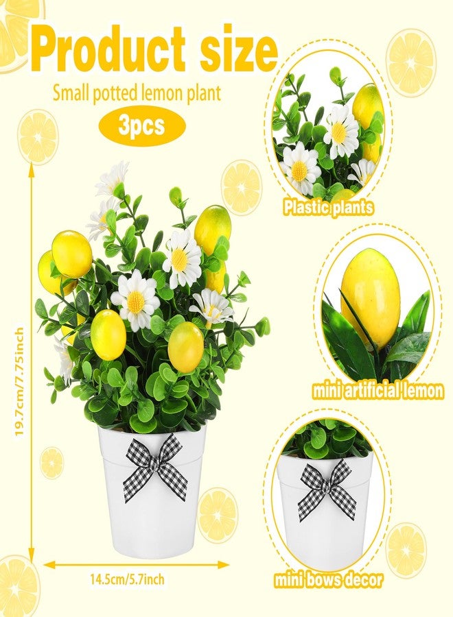 Nitial 6 Pcs Lemon Graduation Decorations 7.75 Inch Artificial Lemon Kitchen Table Decorations Mini Fake Fruit Potted Plant Spring Summer Freshly Graduated Party Decor for Living Room Home - Image 2