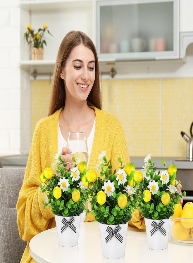 Nitial 6 Pcs Lemon Graduation Decorations 7.75 Inch Artificial Lemon Kitchen Table Decorations Mini Fake Fruit Potted Plant Spring Summer Freshly Graduated Party Decor for Living Room Home - Image 4