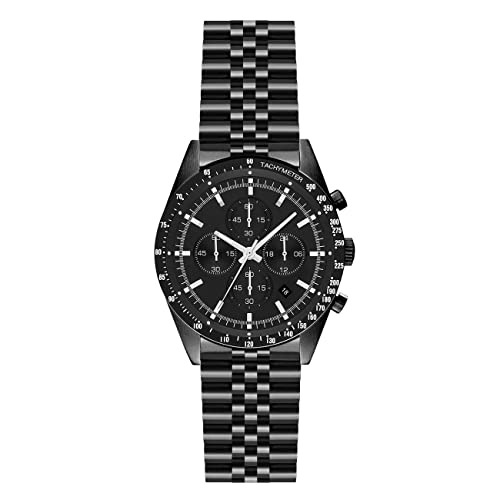 Kai Tian 22mm Jubilee Bracelet Stainless Steel Curved Ends, Half-Moon 5 Beads Black Metal 20mm Watch Band Strap Men Women Watch Band - Image 2