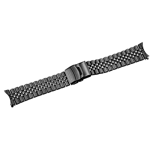 Kai Tian 22mm Jubilee Bracelet Stainless Steel Curved Ends, Half-Moon 5 Beads Black Metal 20mm Watch Band Strap Men Women Watch Band - Image 3